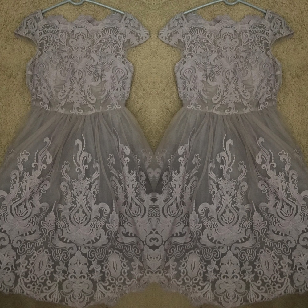 Lilac ChiChi Tea Length Lace Dress